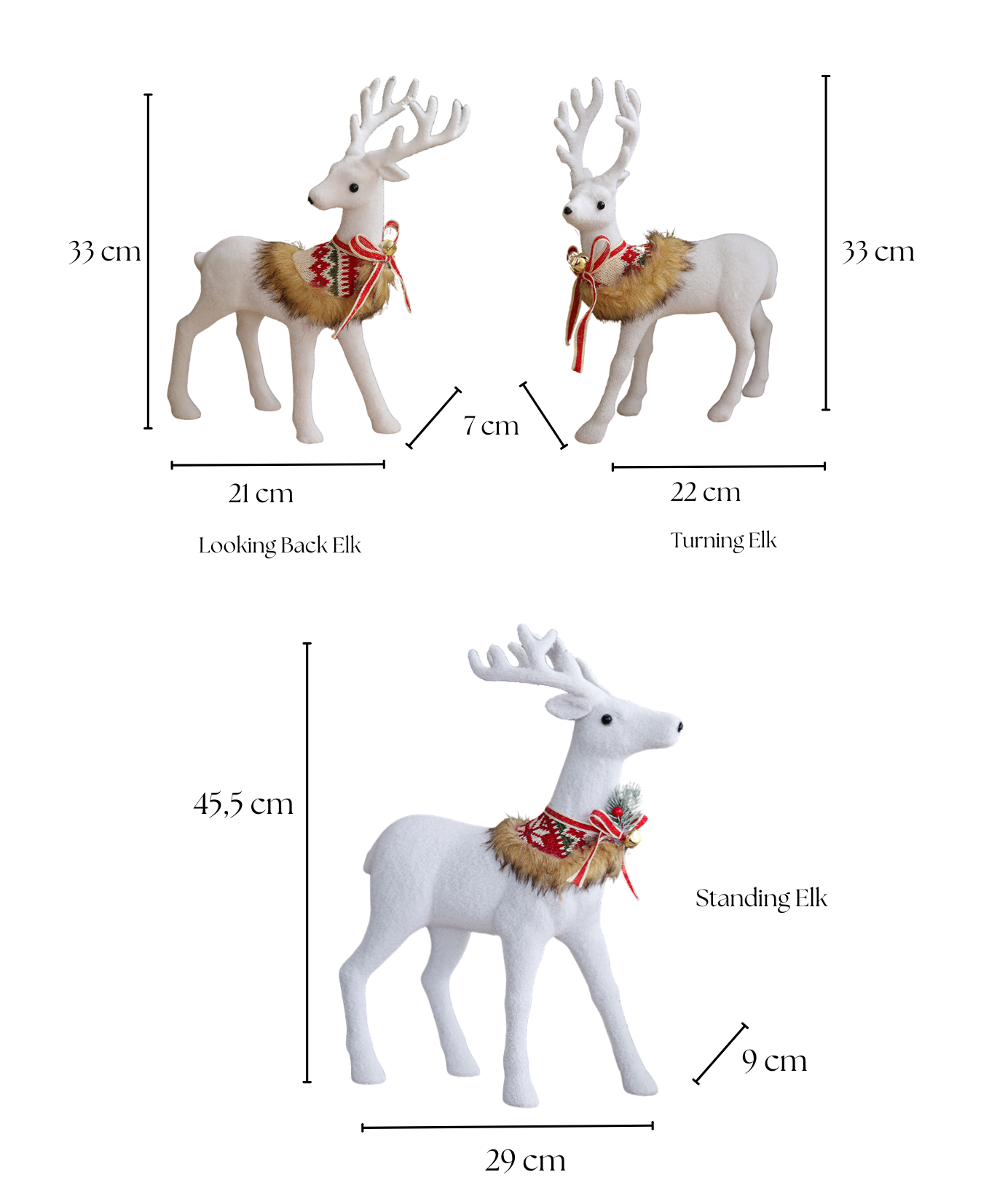 Holiday Elk with Knit Scarves Decoration