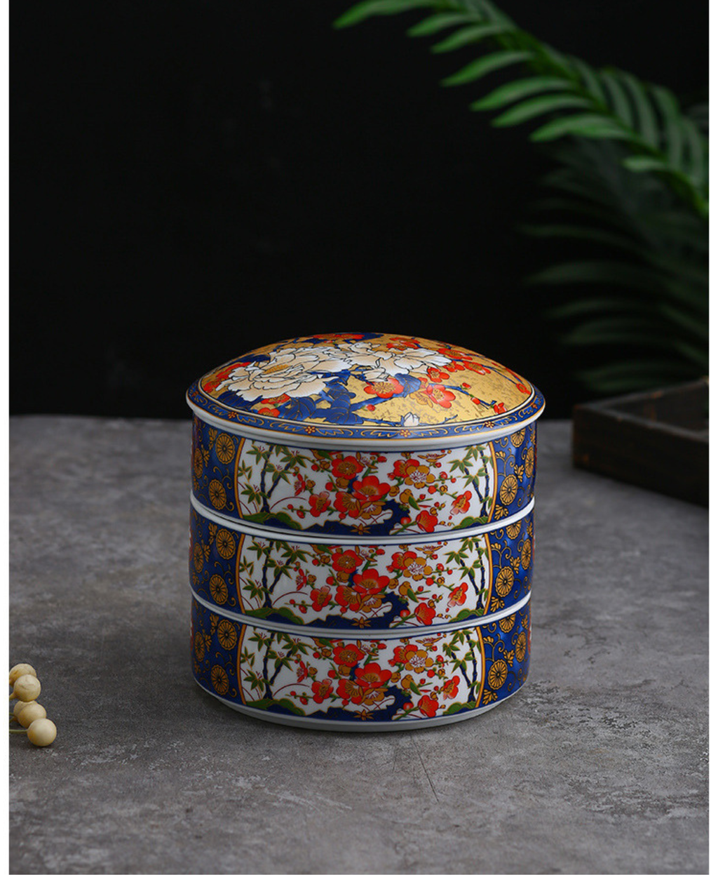 Japanese Peony & Bird Stack Box