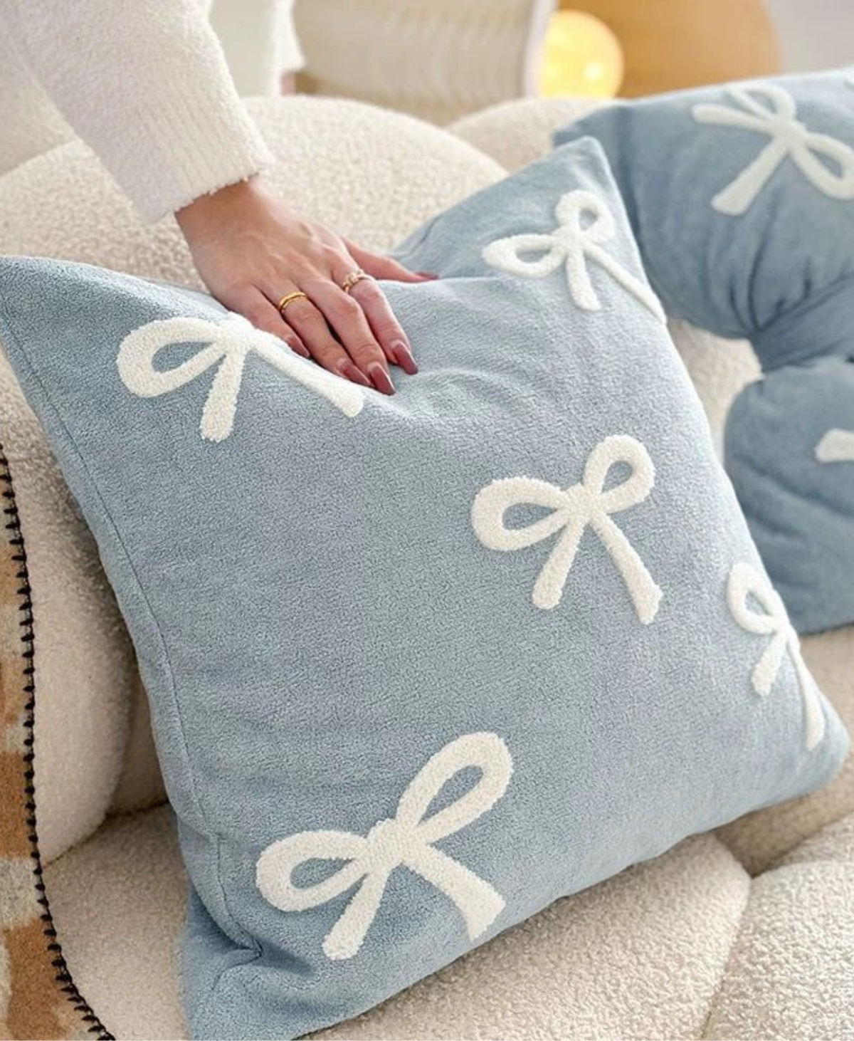 Embroidered Bow Cushion Cover Set