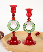Crystal Wreath Glass Candlestick Set