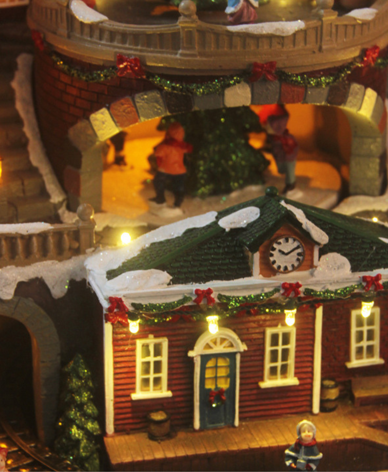 Luminous LED Christmas Train in City Lights