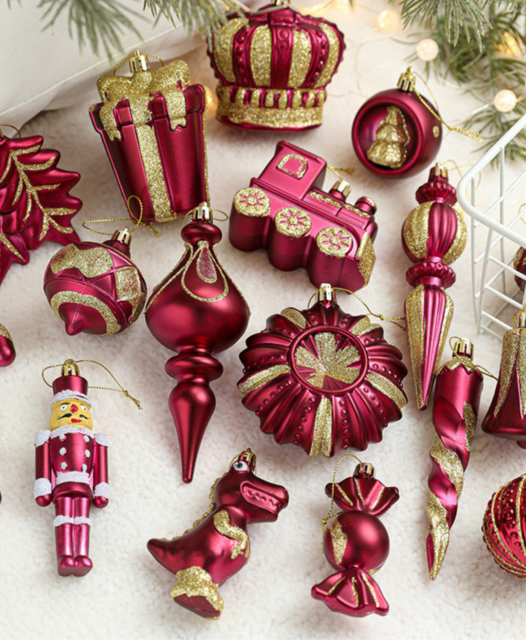 Red Rose Christmas Tree Charms