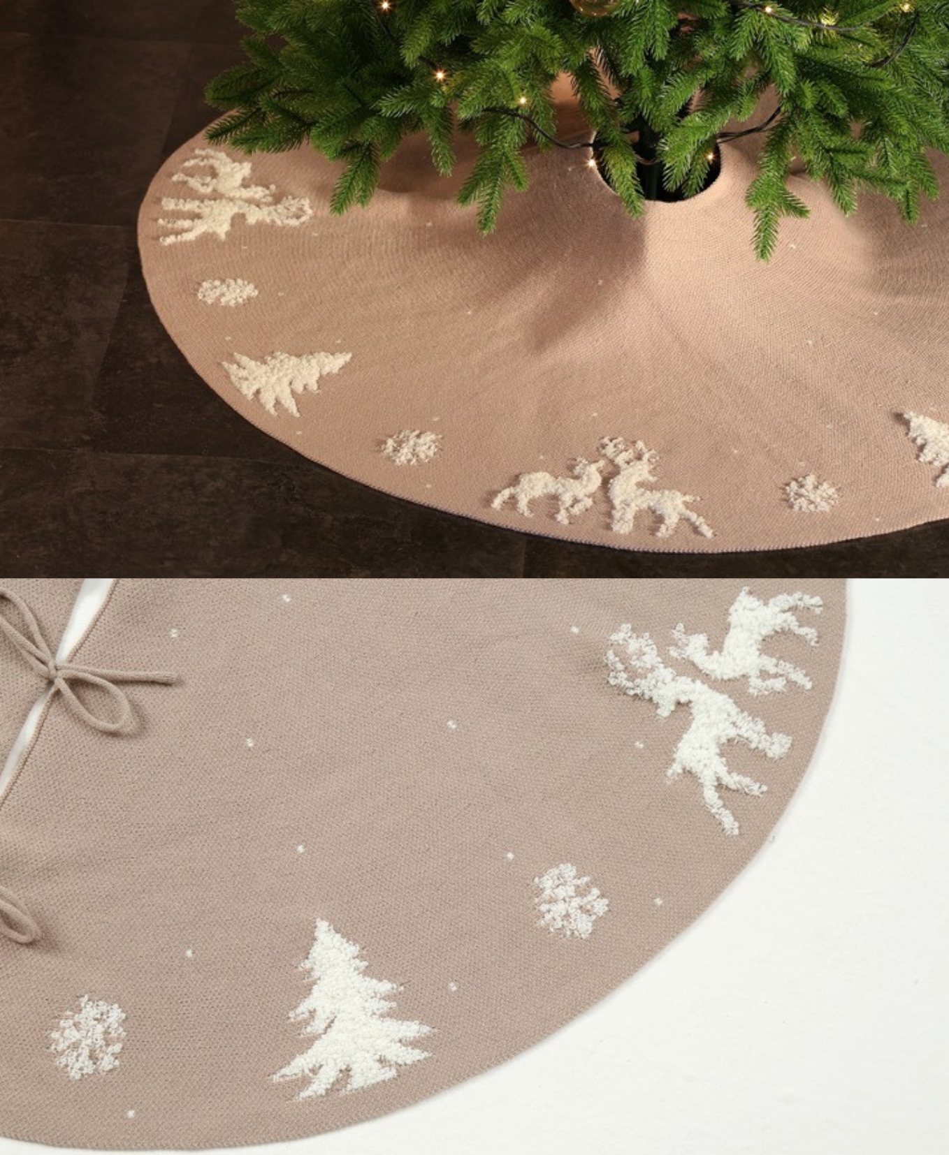 Holiday Elk Knit Tree Skirt Serenity