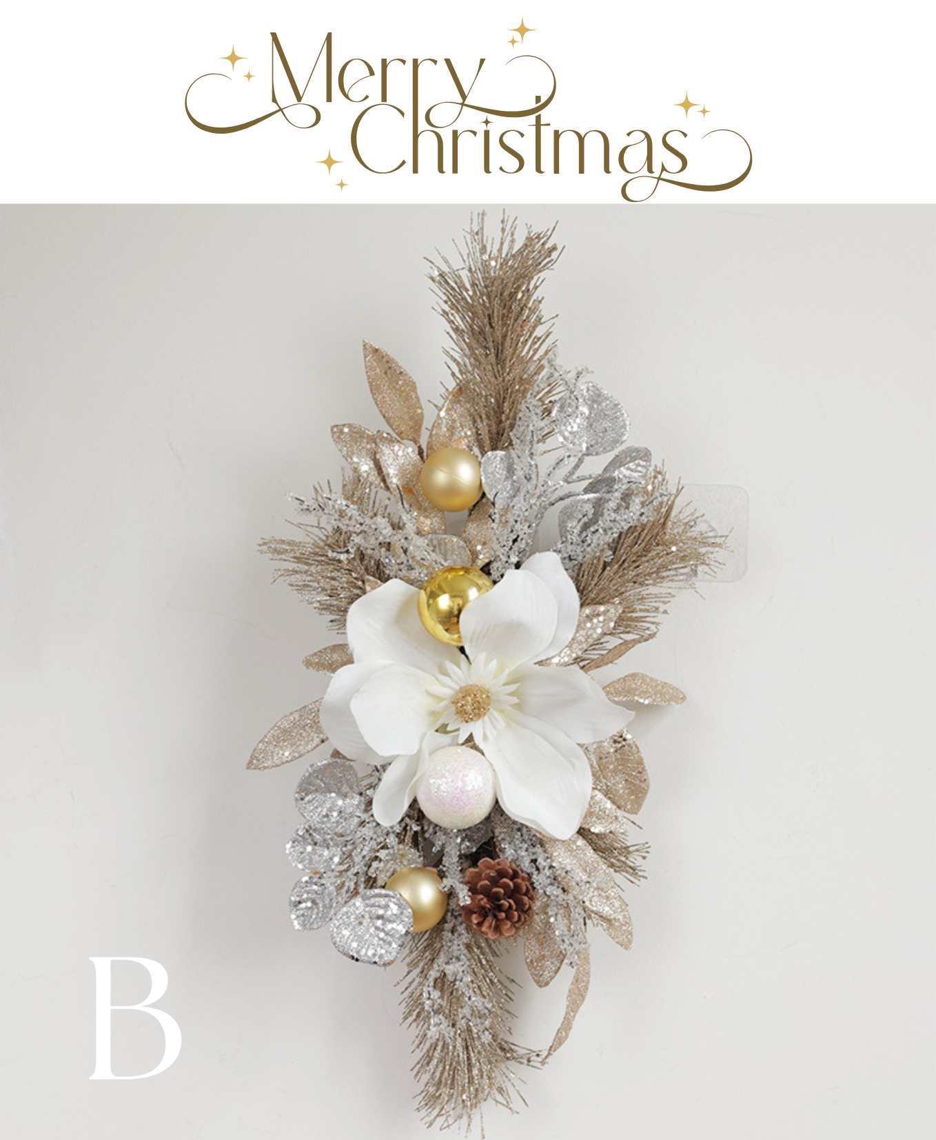 White & Gold Magnolia Wreath