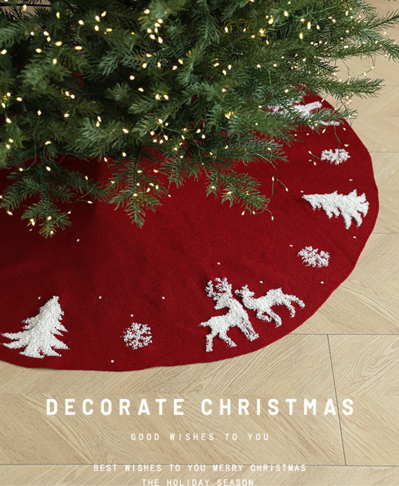 Holiday Elk Knit Tree Skirt Serenity
