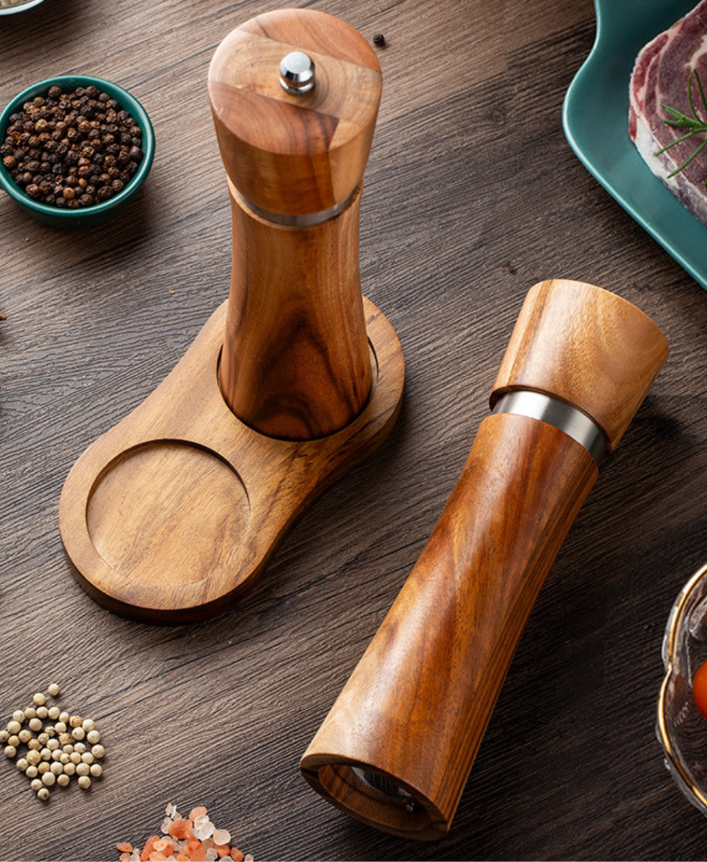 Acacia Wooden Salt & Pepper Grinder Set