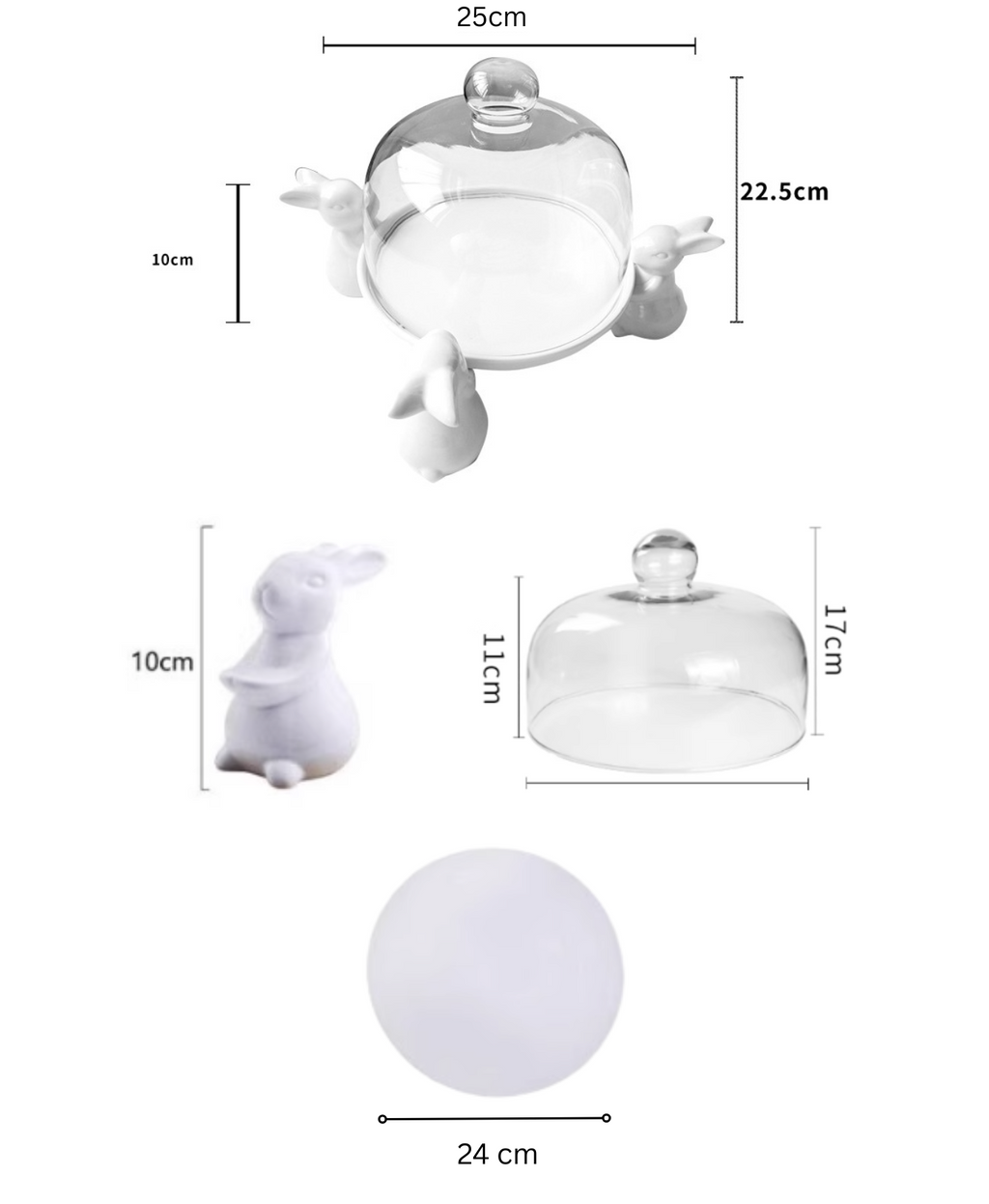 Bunny Cake Stand Plate with Lid