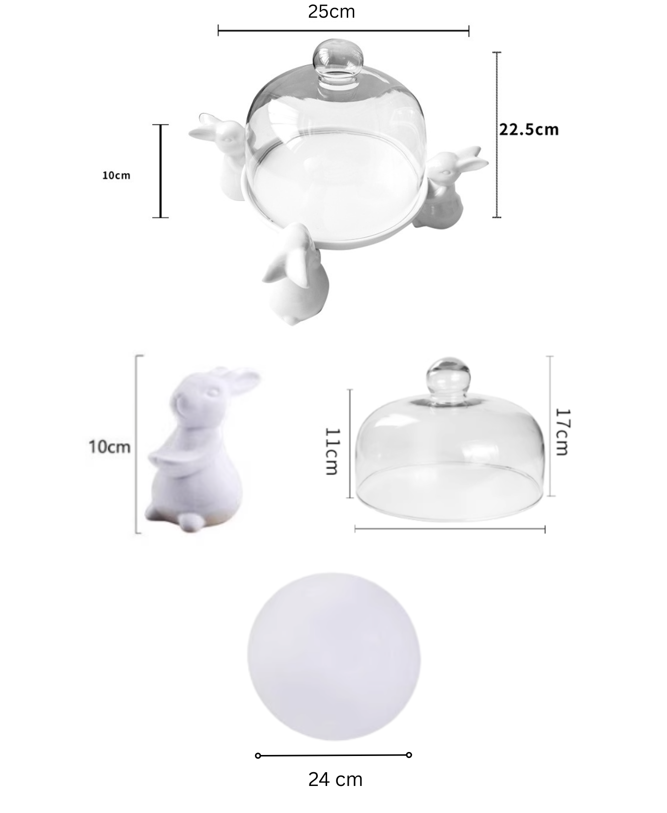 Bunny Cake Stand Plate with Lid