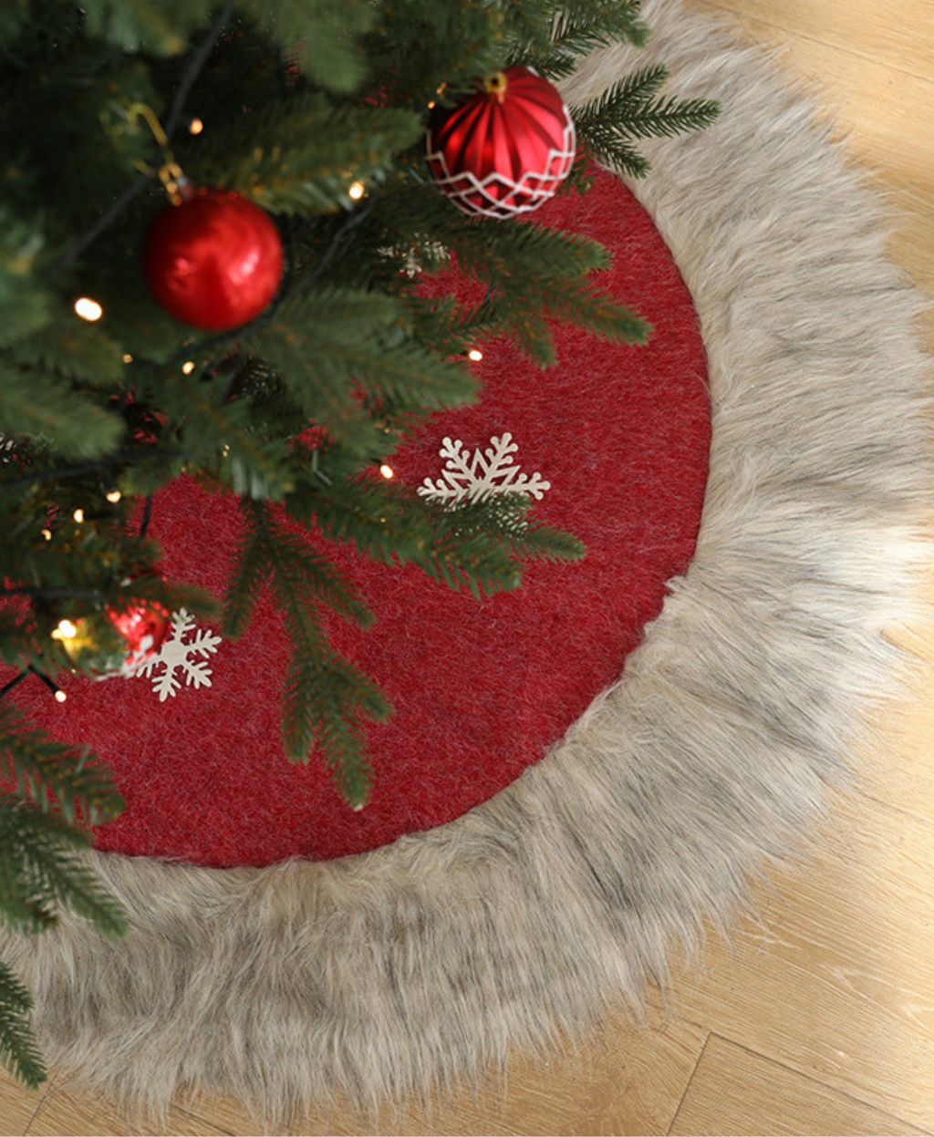 Red Christmas Snowflake Fur Skirt
