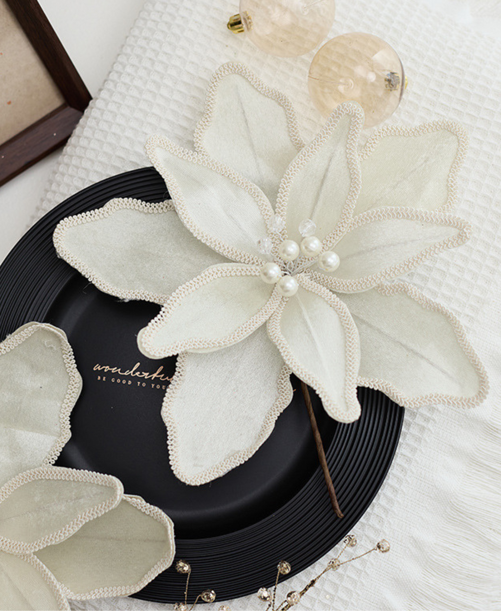 White Christmas Flower Ornament