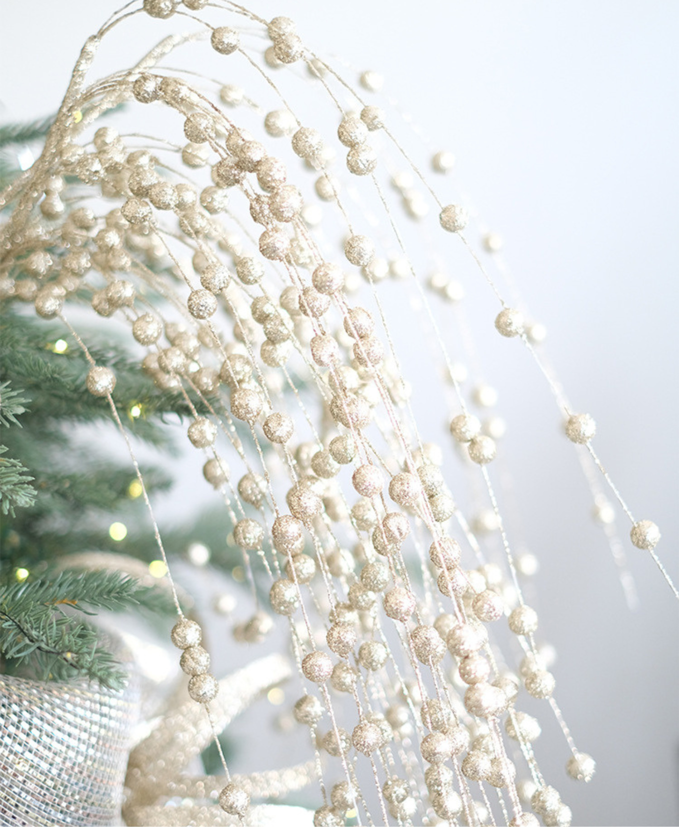 Champagne Beaded Spray Ornament
