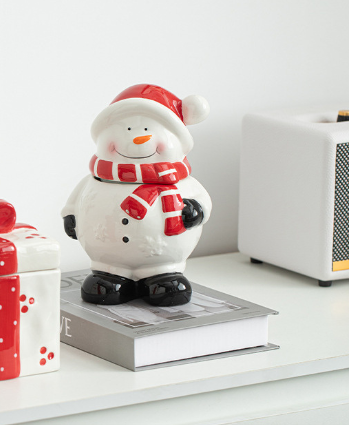 Christmas Snowman Ceramic Storage