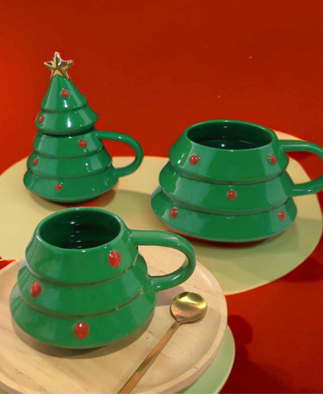 Holiday Tree Stacked Mug Set