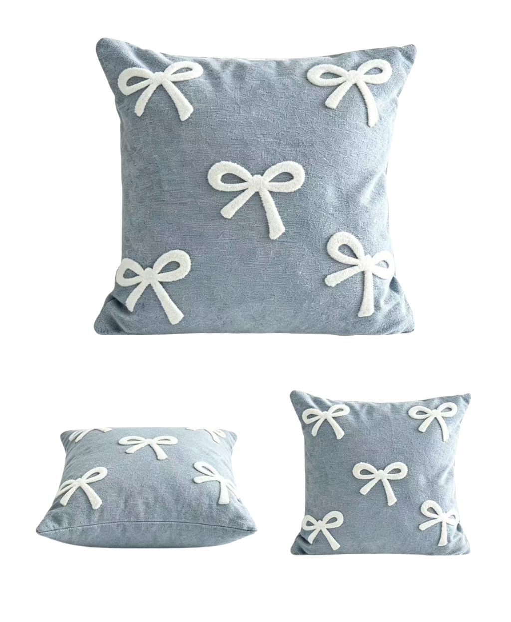 Embroidered Bow Cushion Cover Set