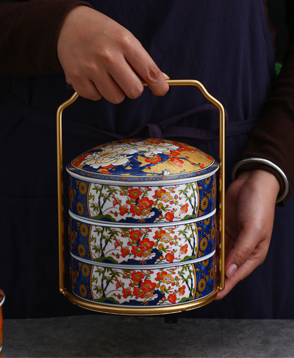 Japanese Peony & Bird Stack Box