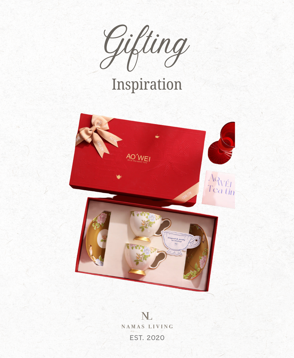 GIFTING INSPIRATION - White and Gold Floral Afternoon Mug Set