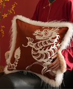 Embroidered Dragon Throw Pillow Case