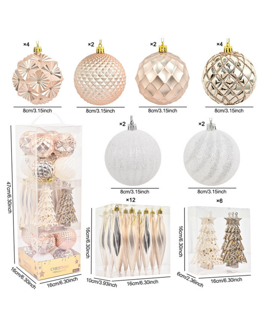 Champagne Chic Ornament Set
