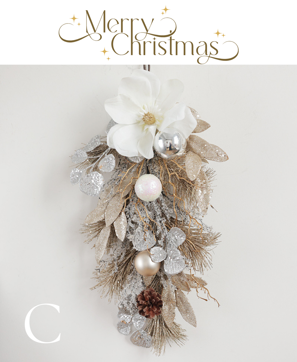 White & Gold Magnolia Wreath