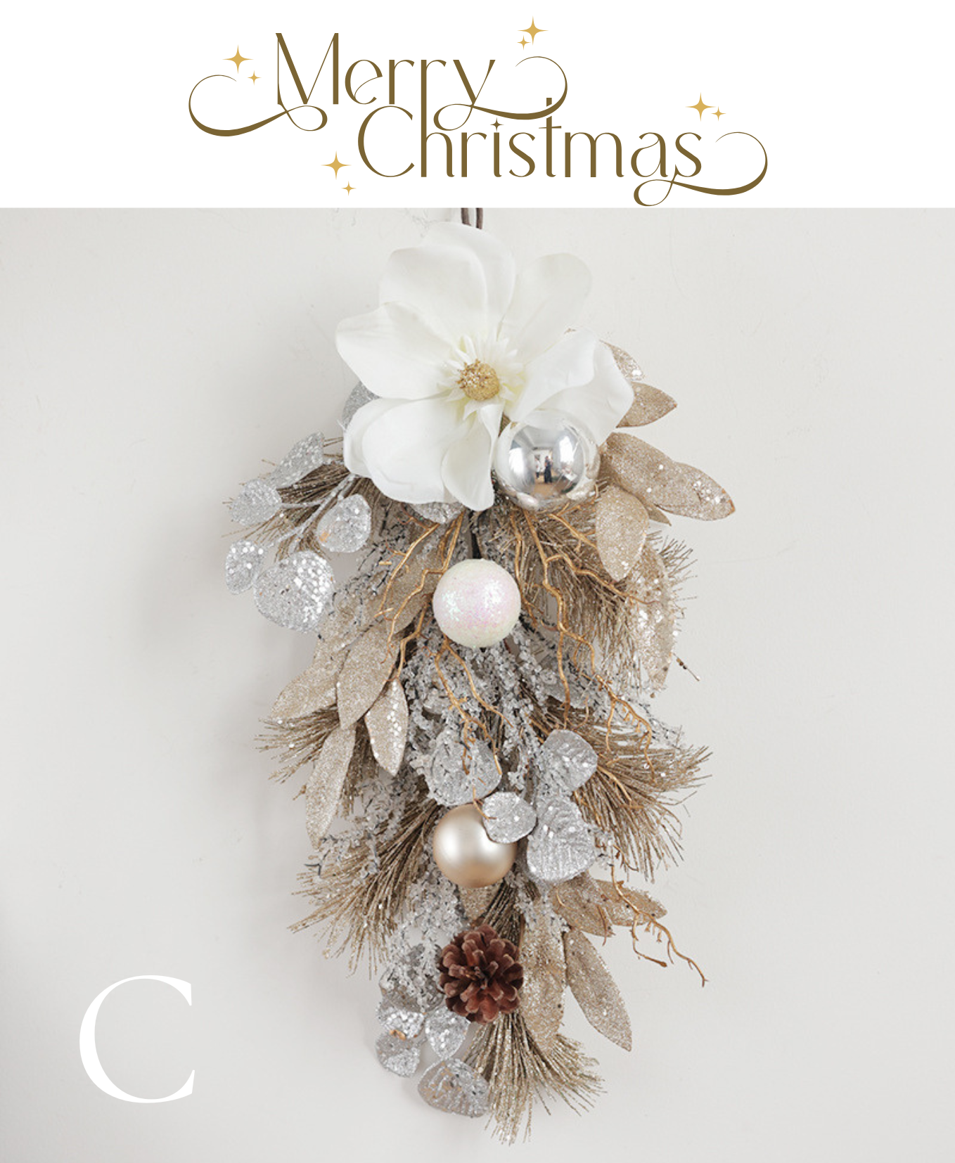 White & Gold Magnolia Wreath