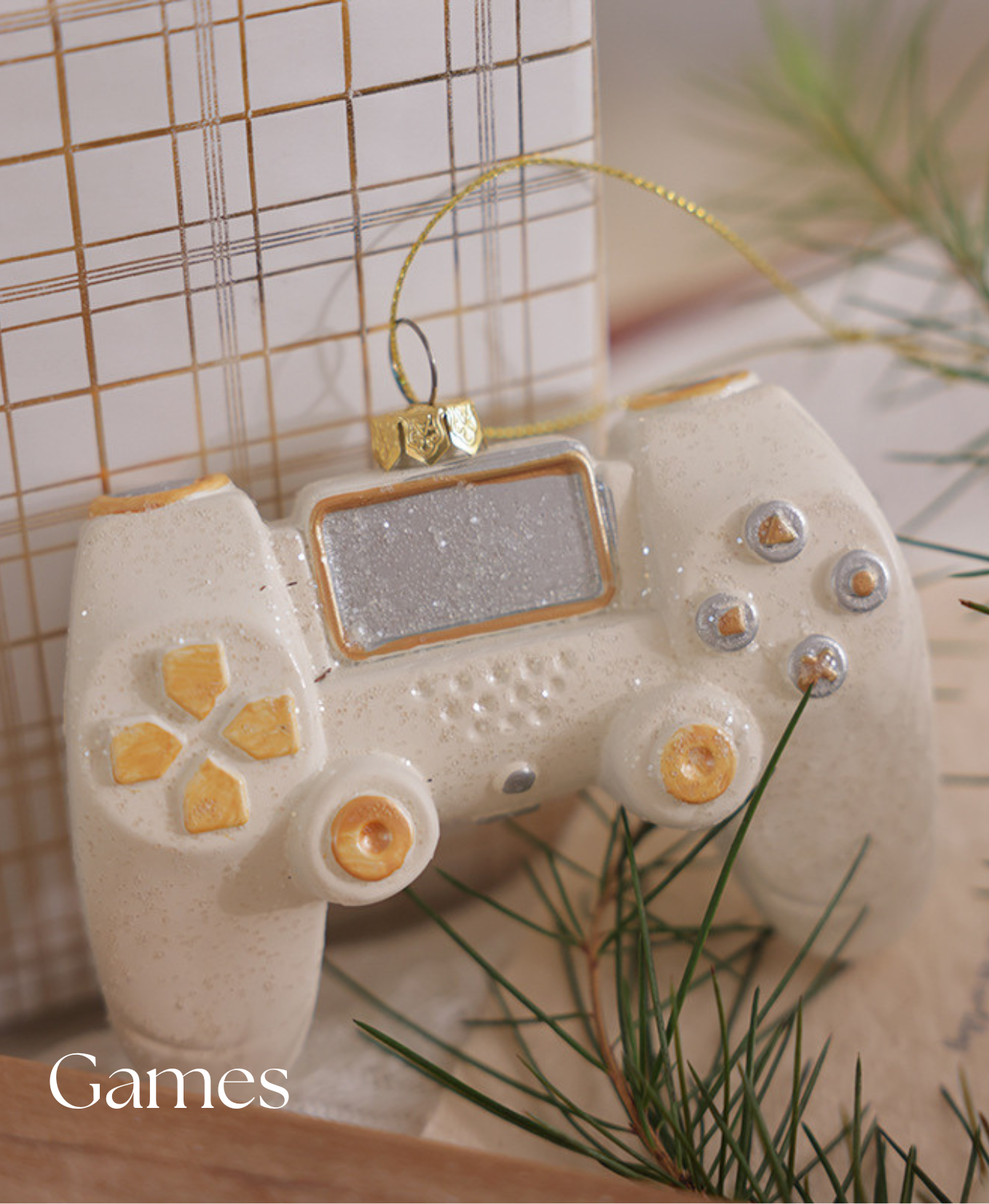 Glam White and Gold Christmas Ornament
