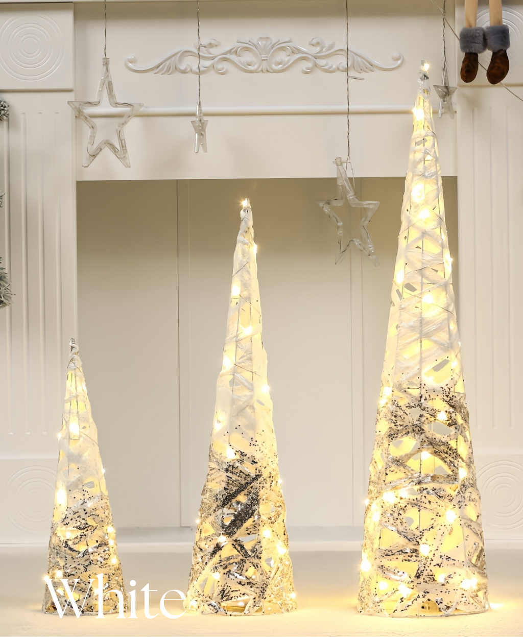 Illuminated Sparkle Iron Christmas Tree Set