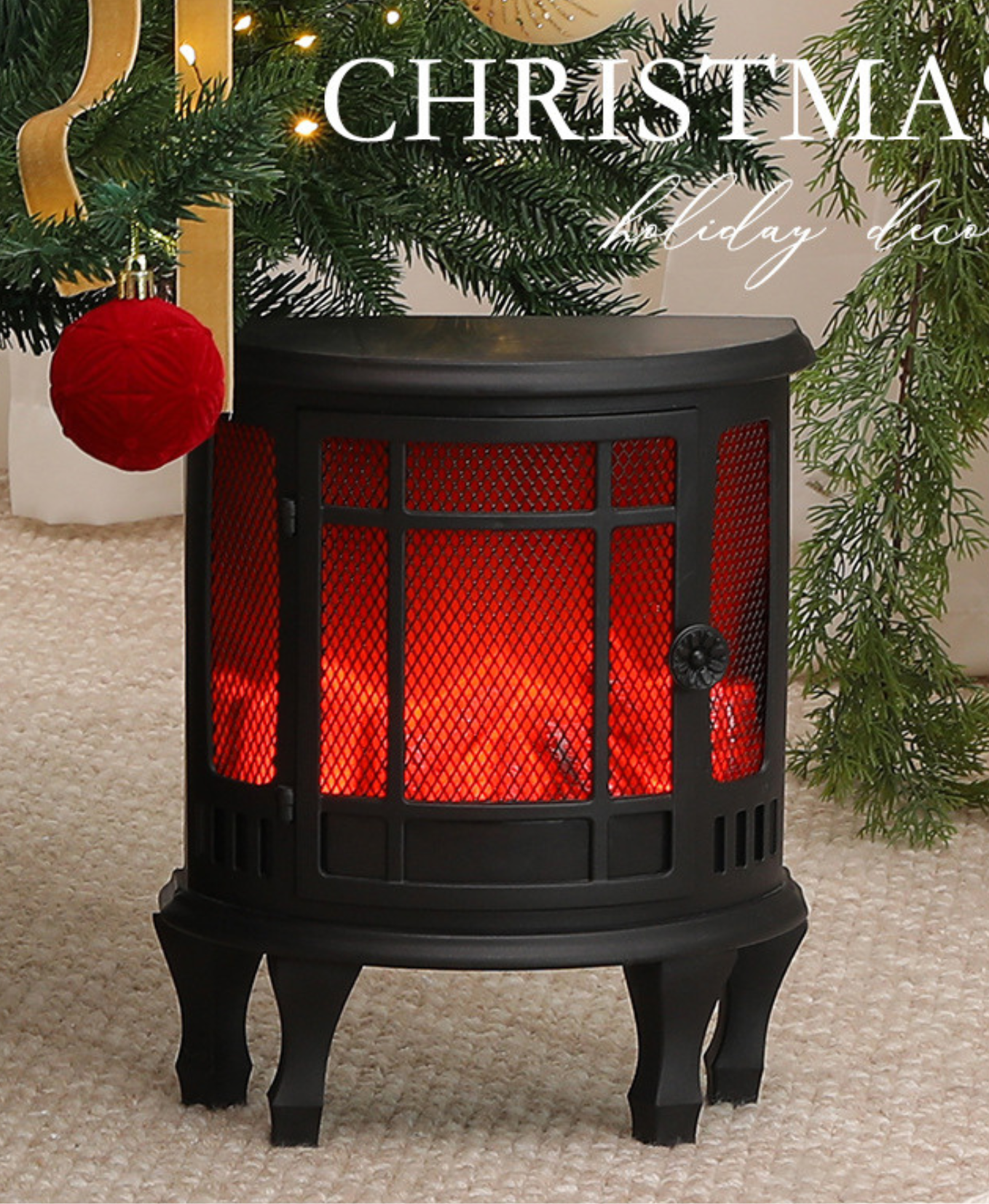 Standing Rustic Fireplace LED Decor