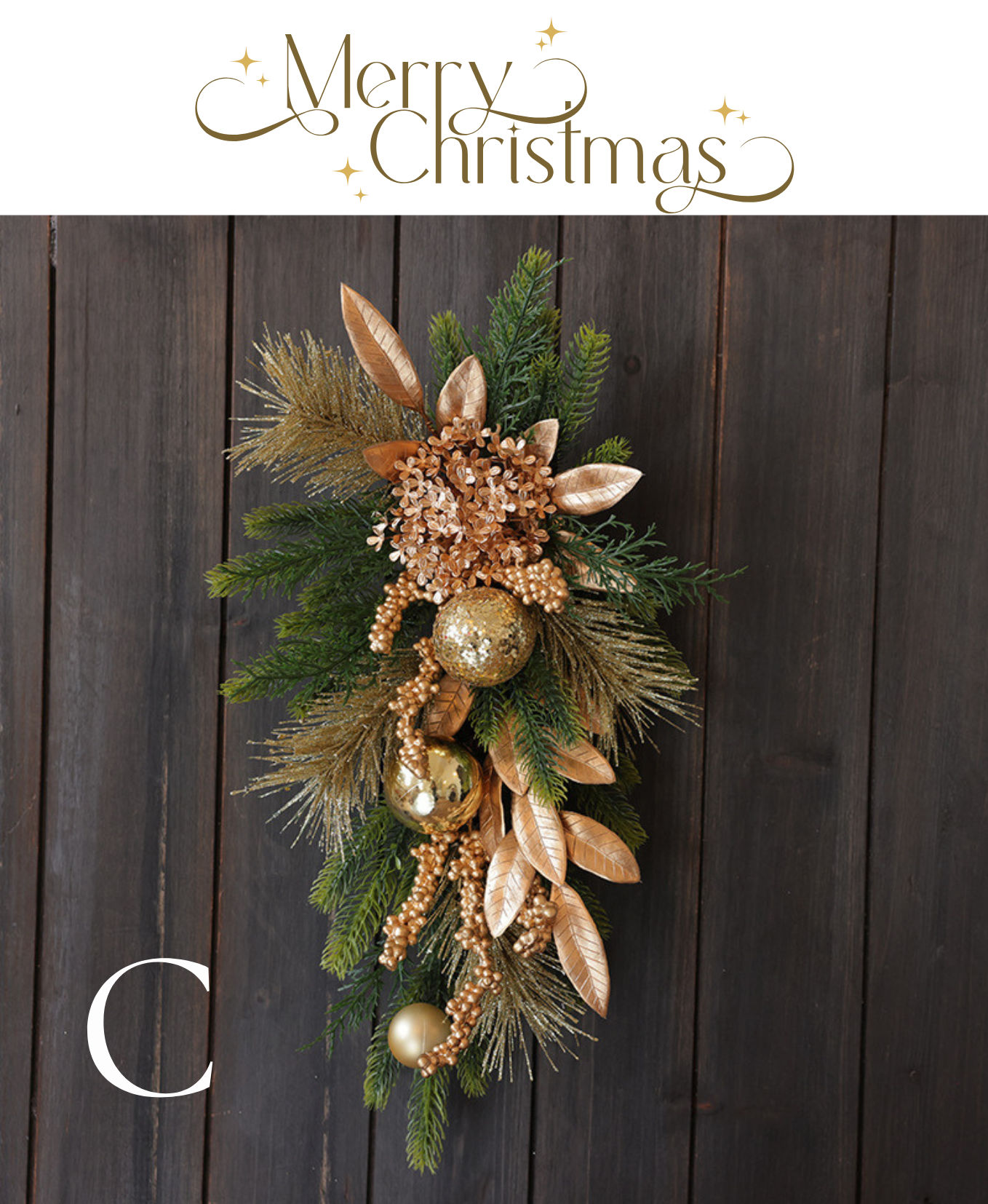 Golden Hydrangea Holiday Wreath