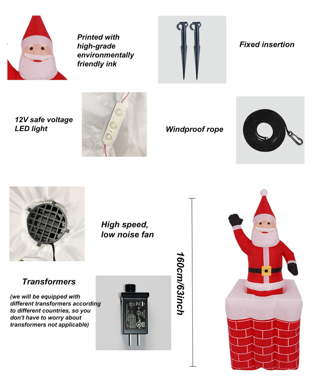 Christmas Inflatable Chimney Santa