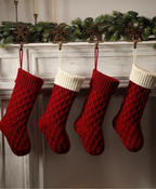 Red Crossweave Christmas Stocking