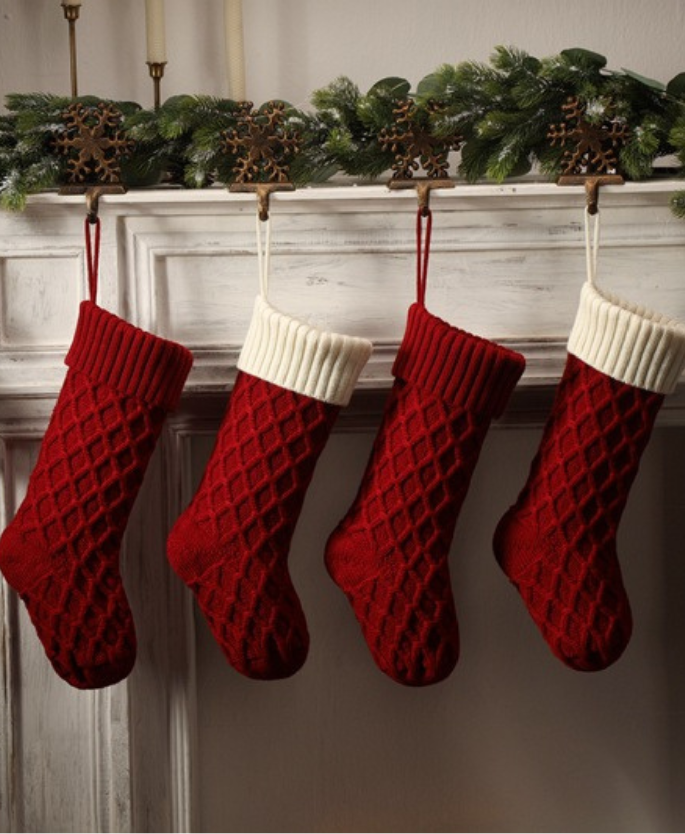 Red Crossweave Christmas Stocking