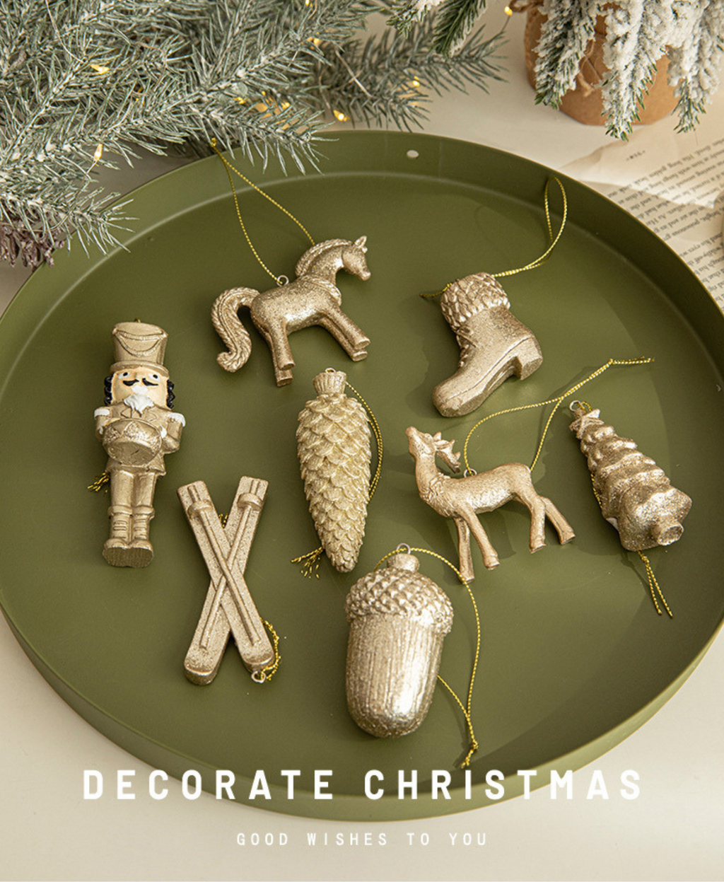 Gold Glitter Christmas Ornament