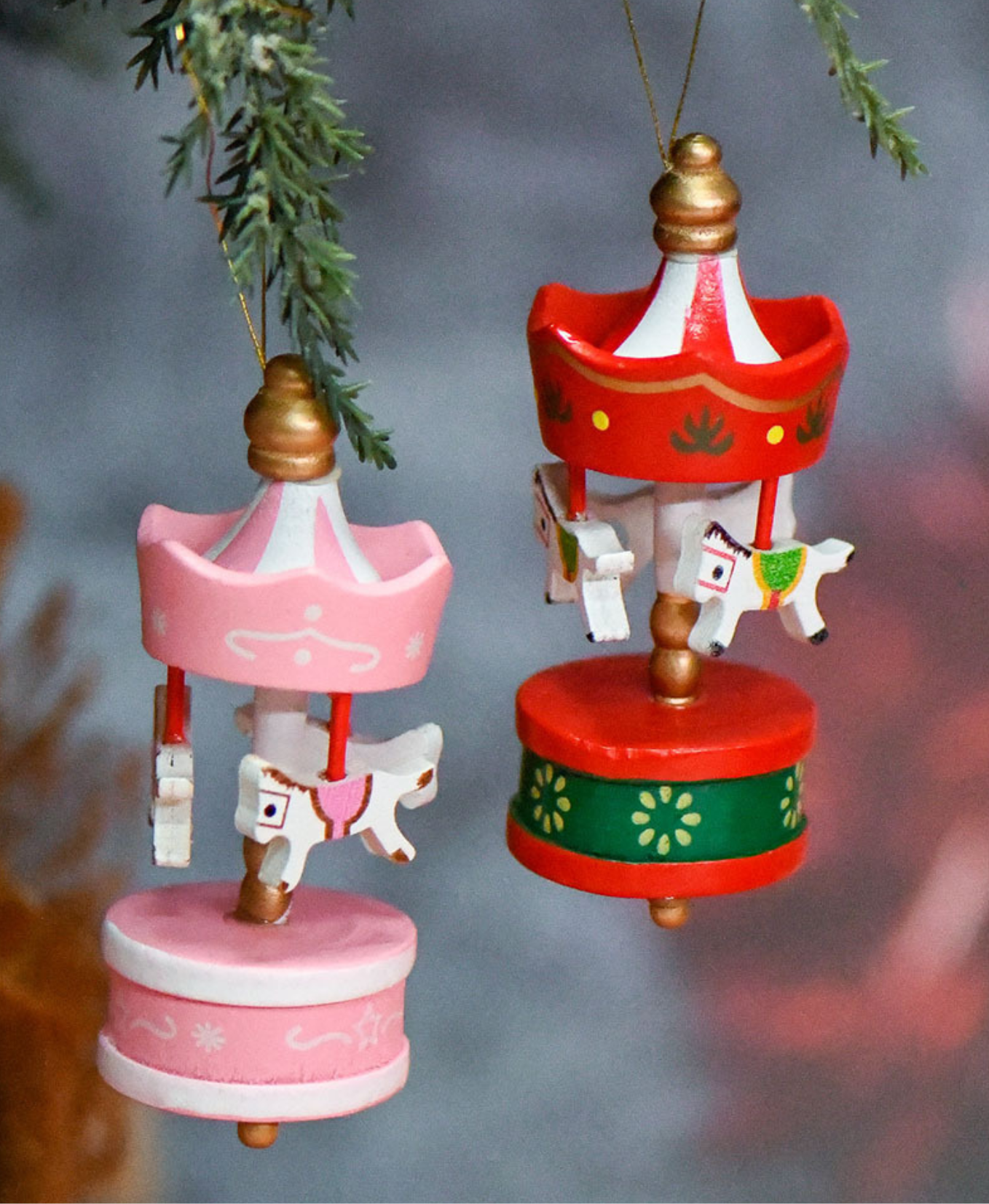 Mini Christmas Carousel Ornament Set
