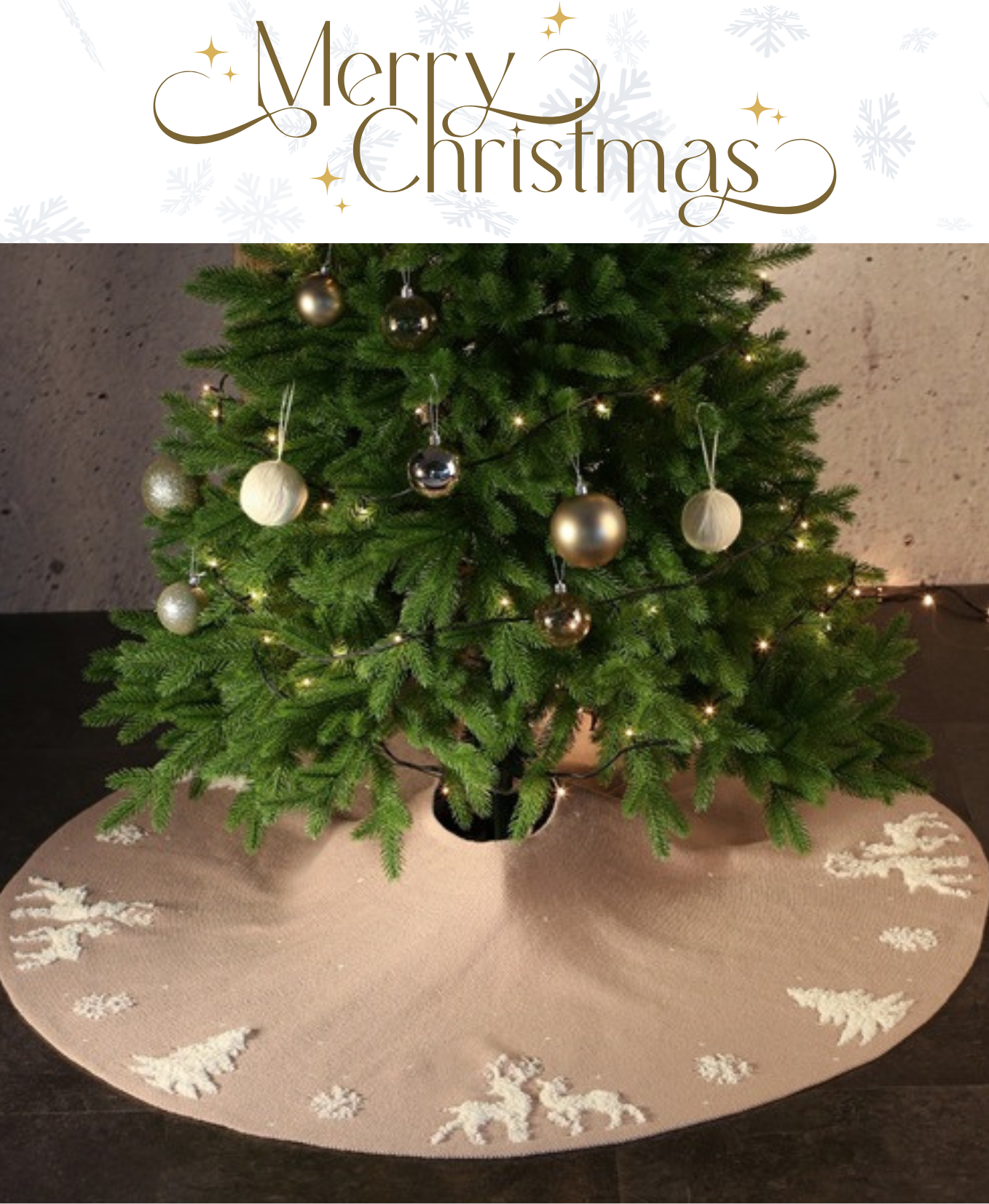 Holiday Elk Knit Tree Skirt Serenity