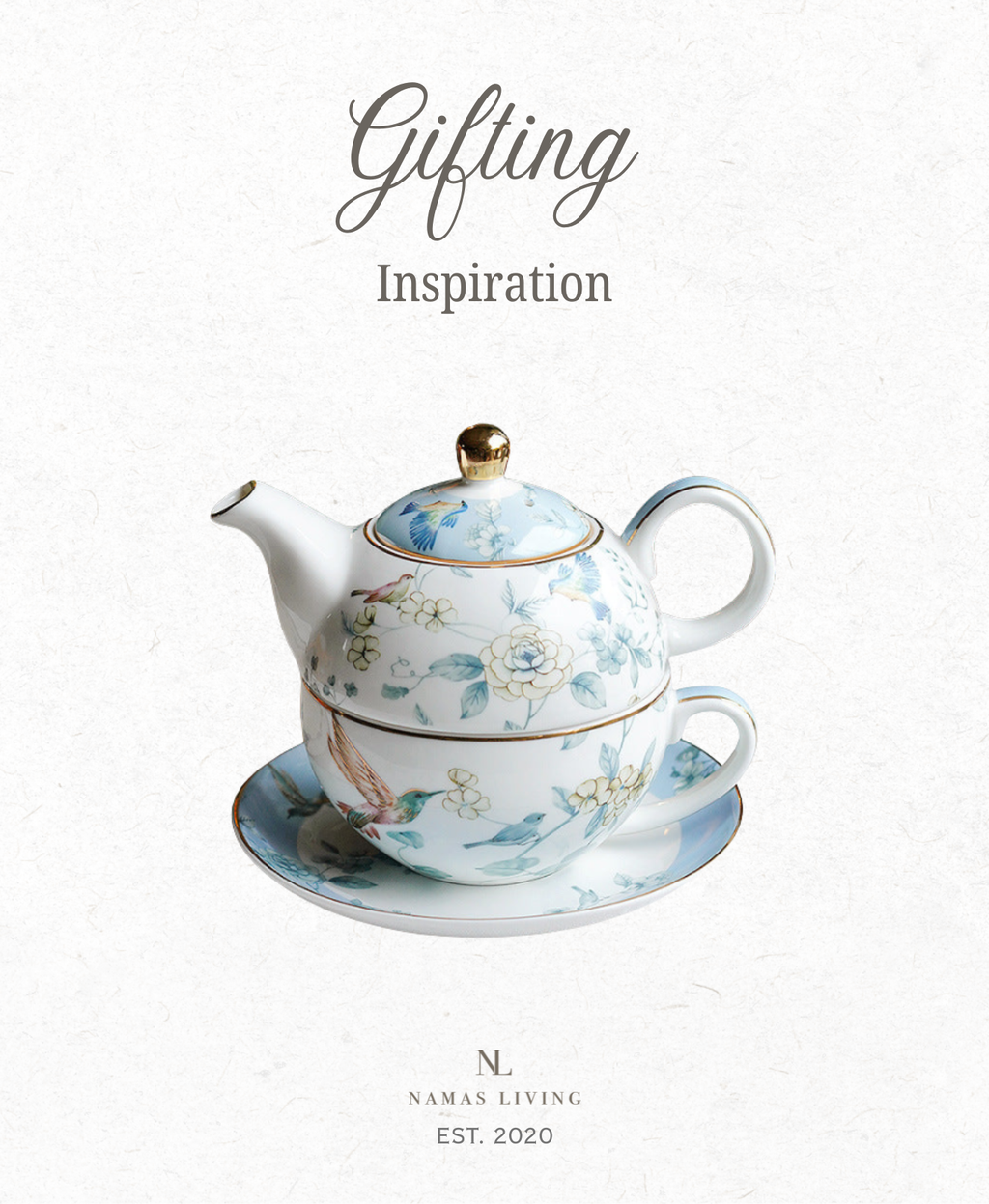 GIFITNG INSPIRATION - Blue Flower Stacked Tea Pot Set
