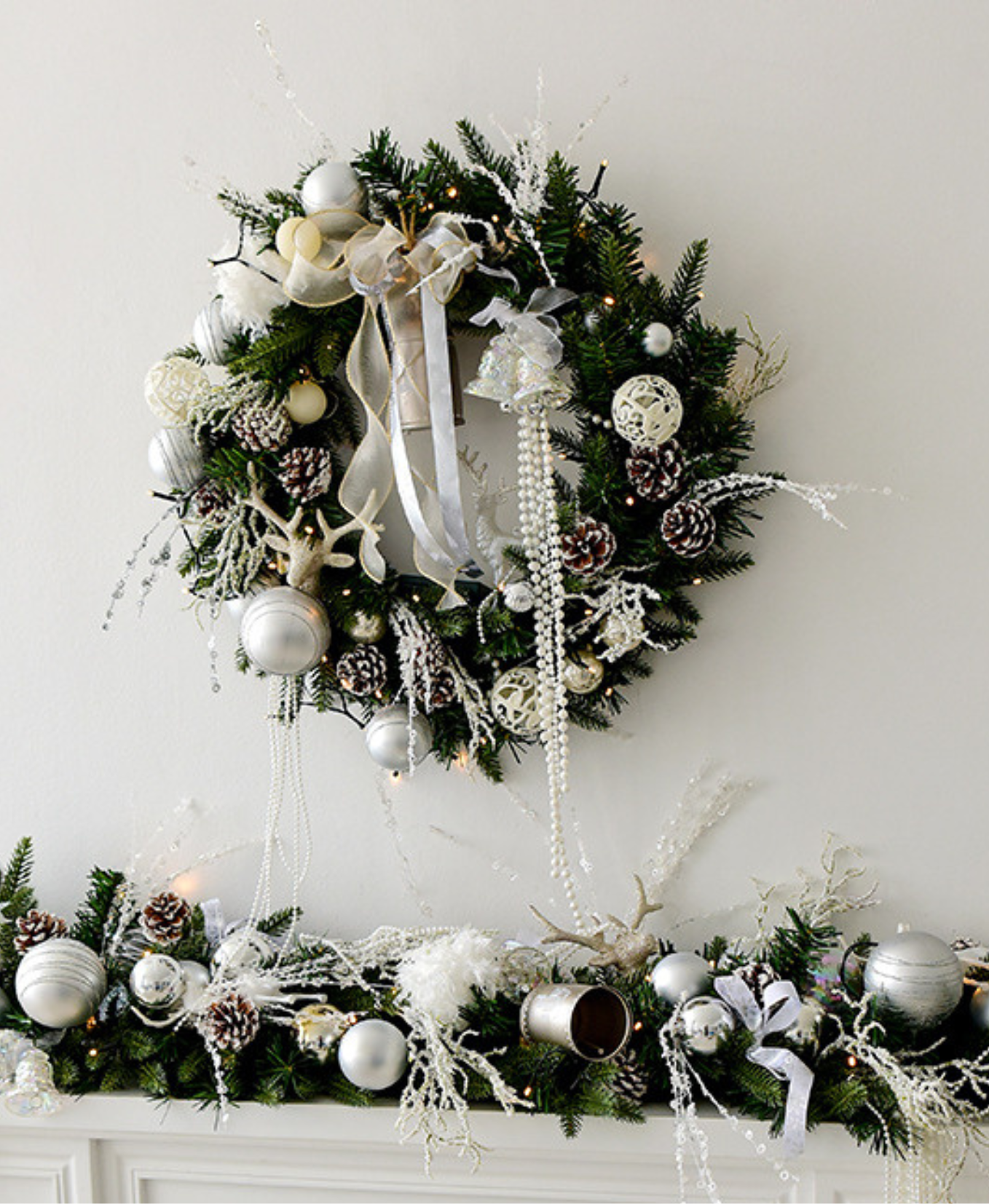 Luminous White Pearl Christmas Wreath
