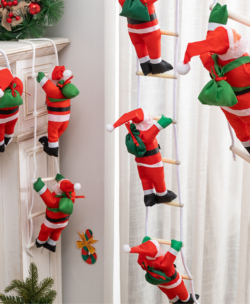 Climbing Ladder Santa Ornament