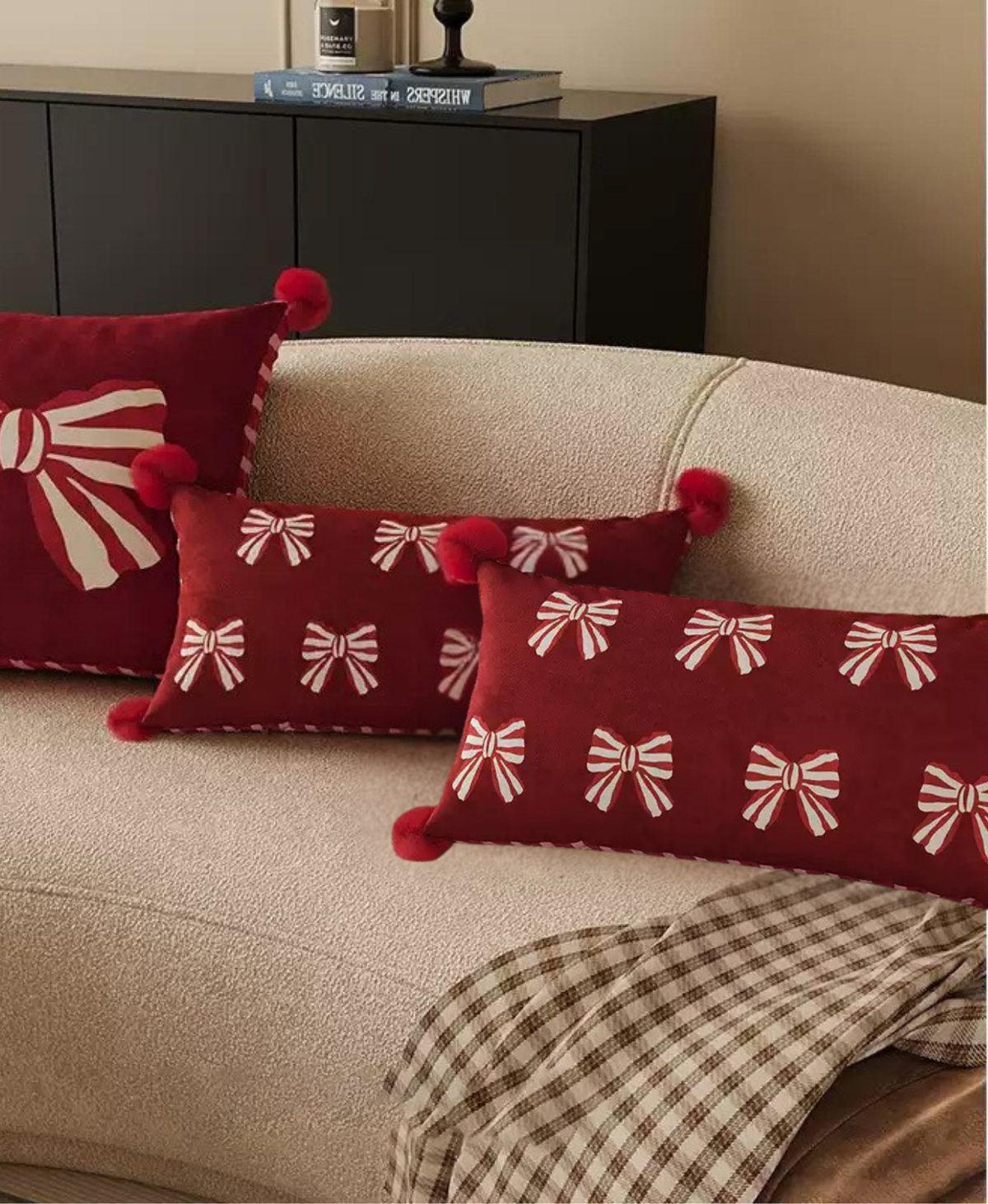 Scarlet Bow Pom-Pom Pillow Case