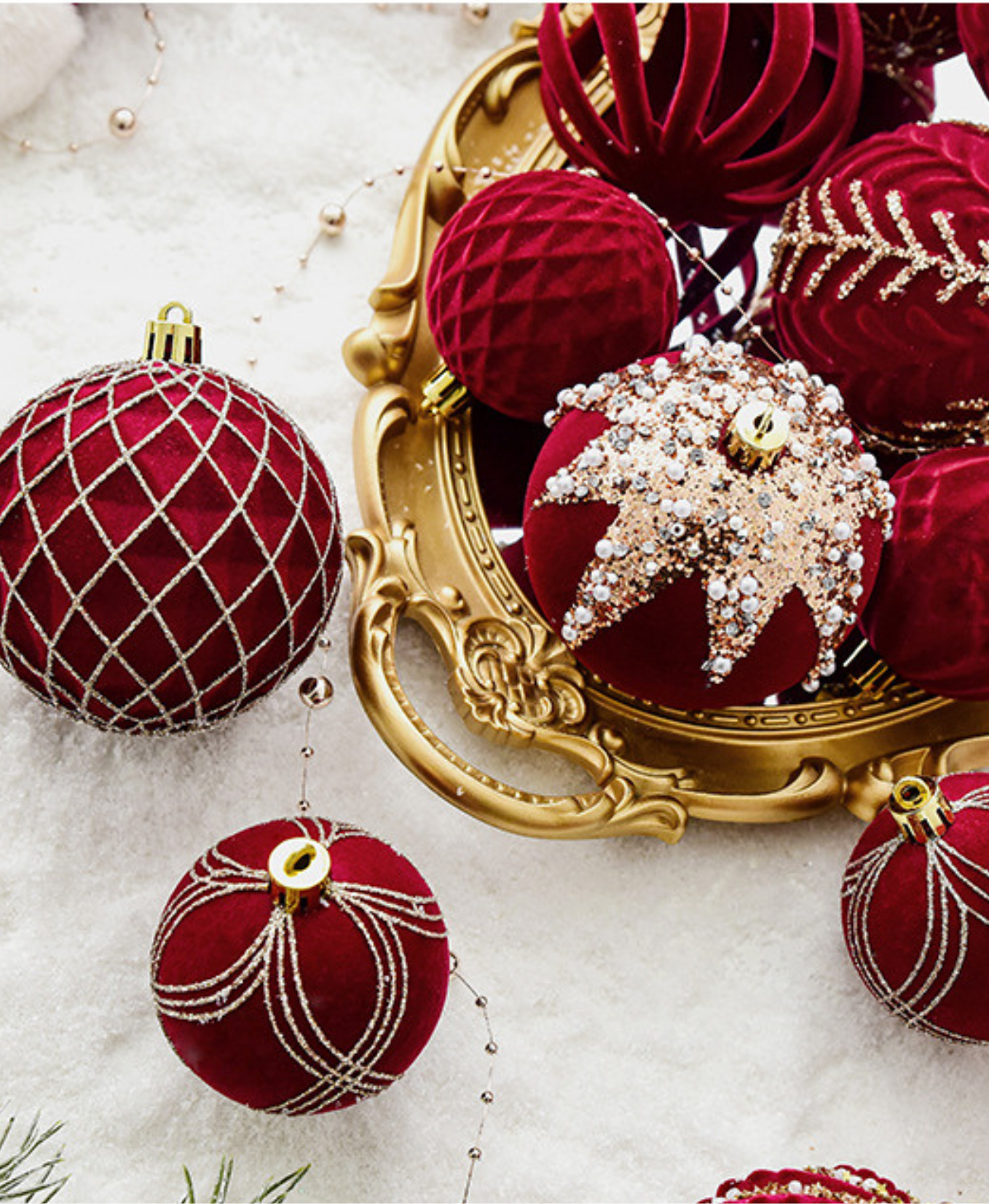 Velvet Ruby Ornament Set