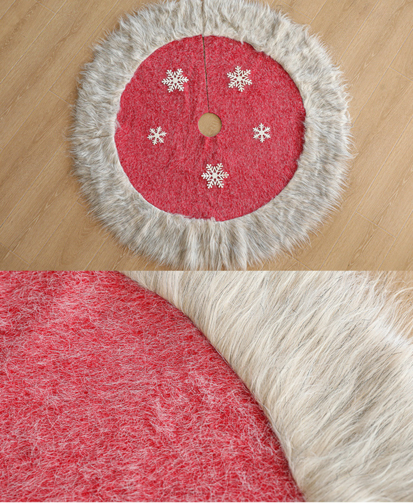 Red Christmas Snowflake Fur Skirt