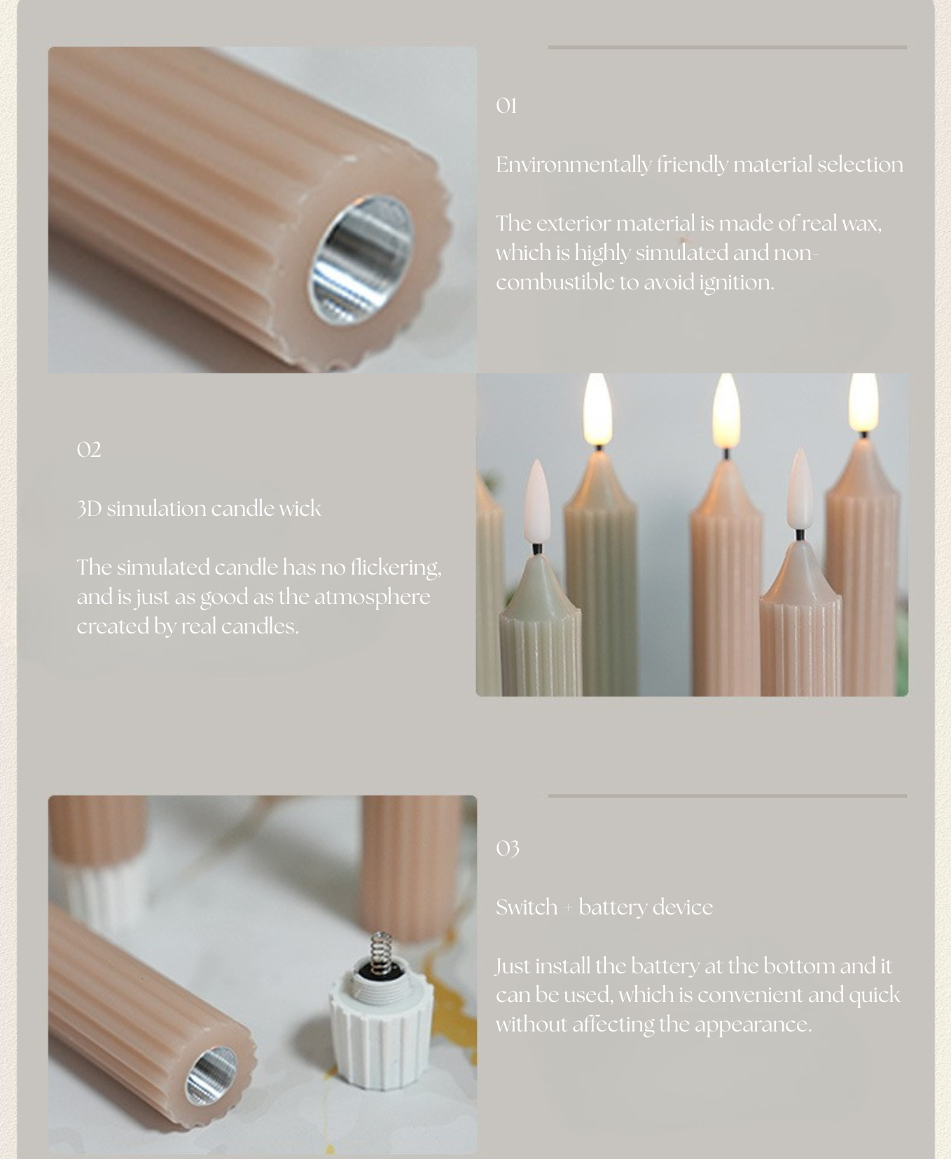 Morandi Classic LED Candle Set