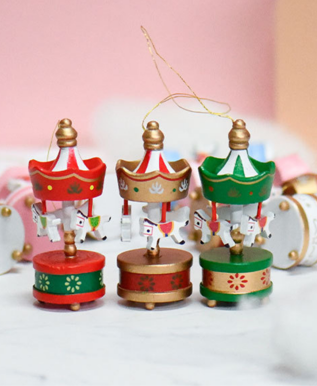 Mini Christmas Carousel Ornament Set
