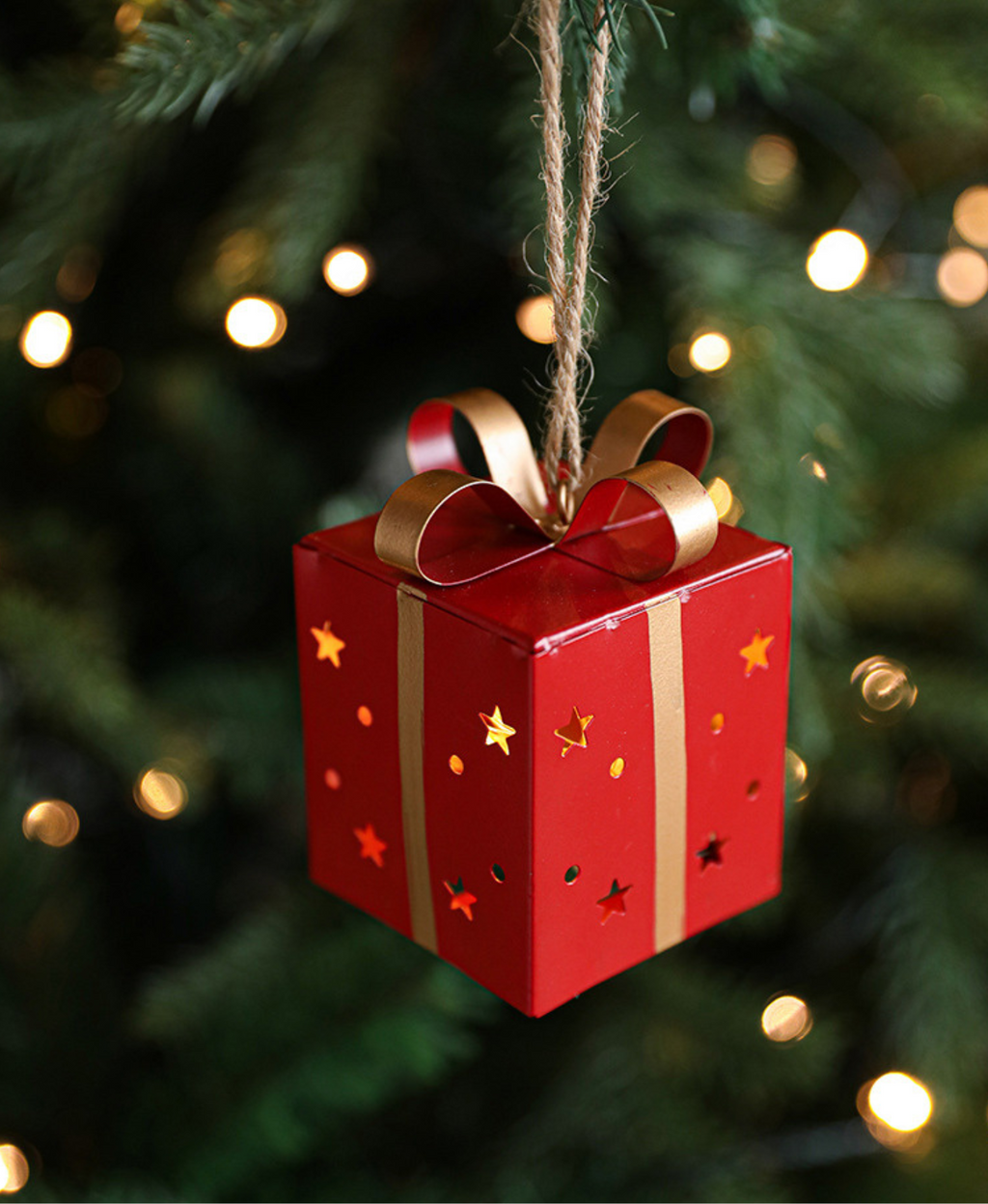 Luminous Red Gift Box with Lights