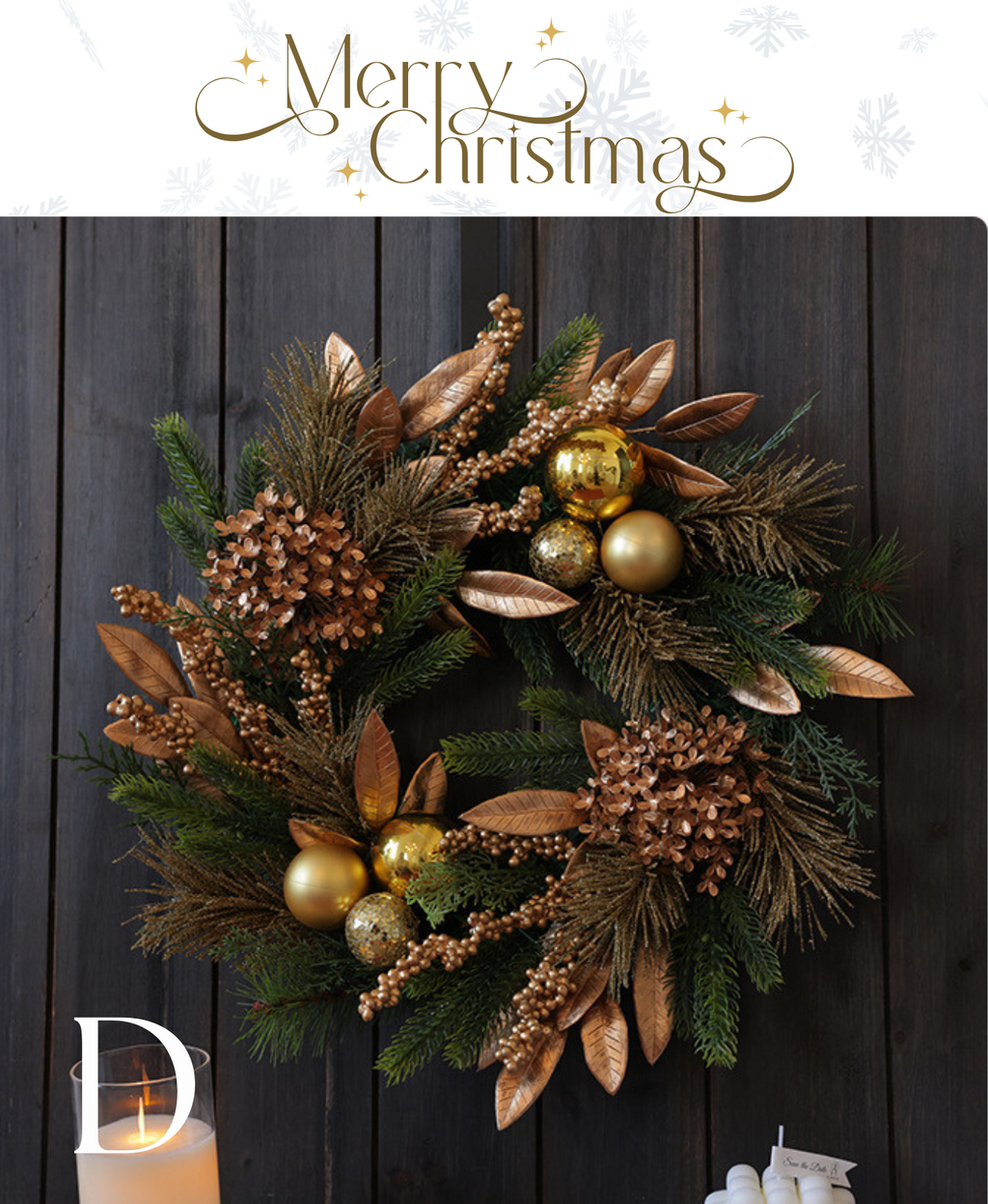 Golden Hydrangea Holiday Wreath