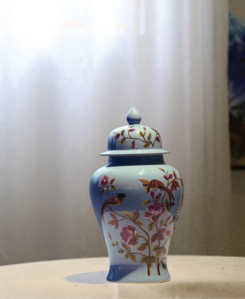 Chinoiserie premium ginger jar ceramic vase - Blue