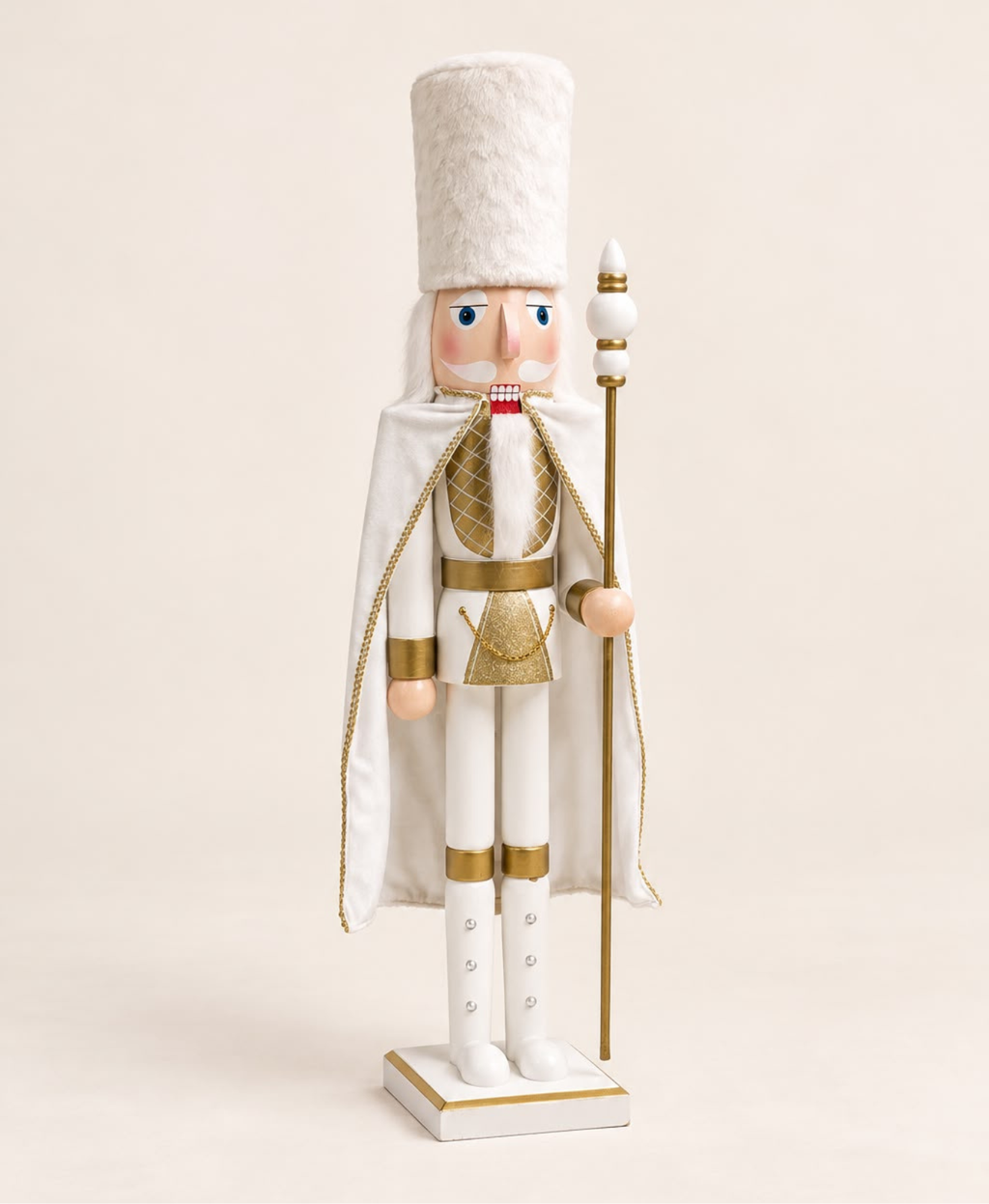 White Gold Regal Caped Nutcracker - 90 cm