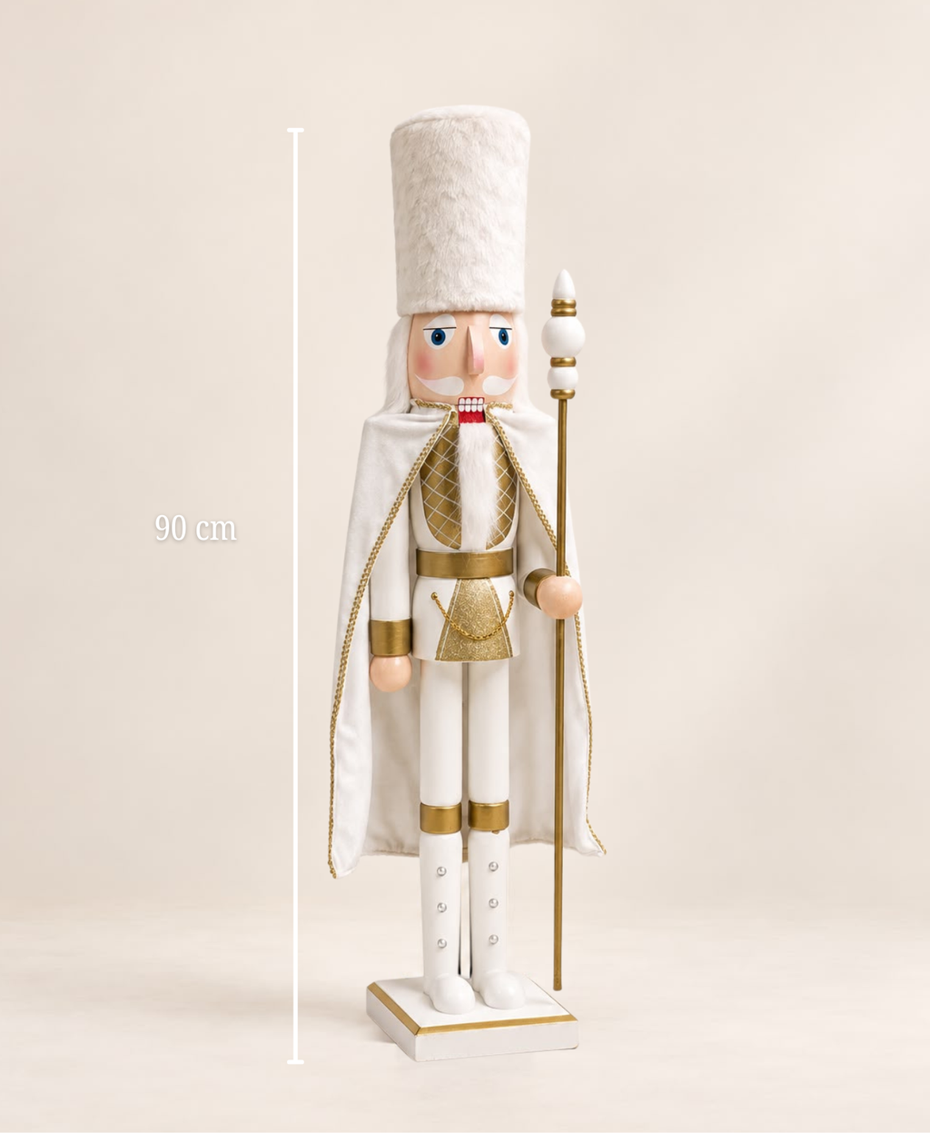 White Gold Regal Caped Nutcracker - 90 cm