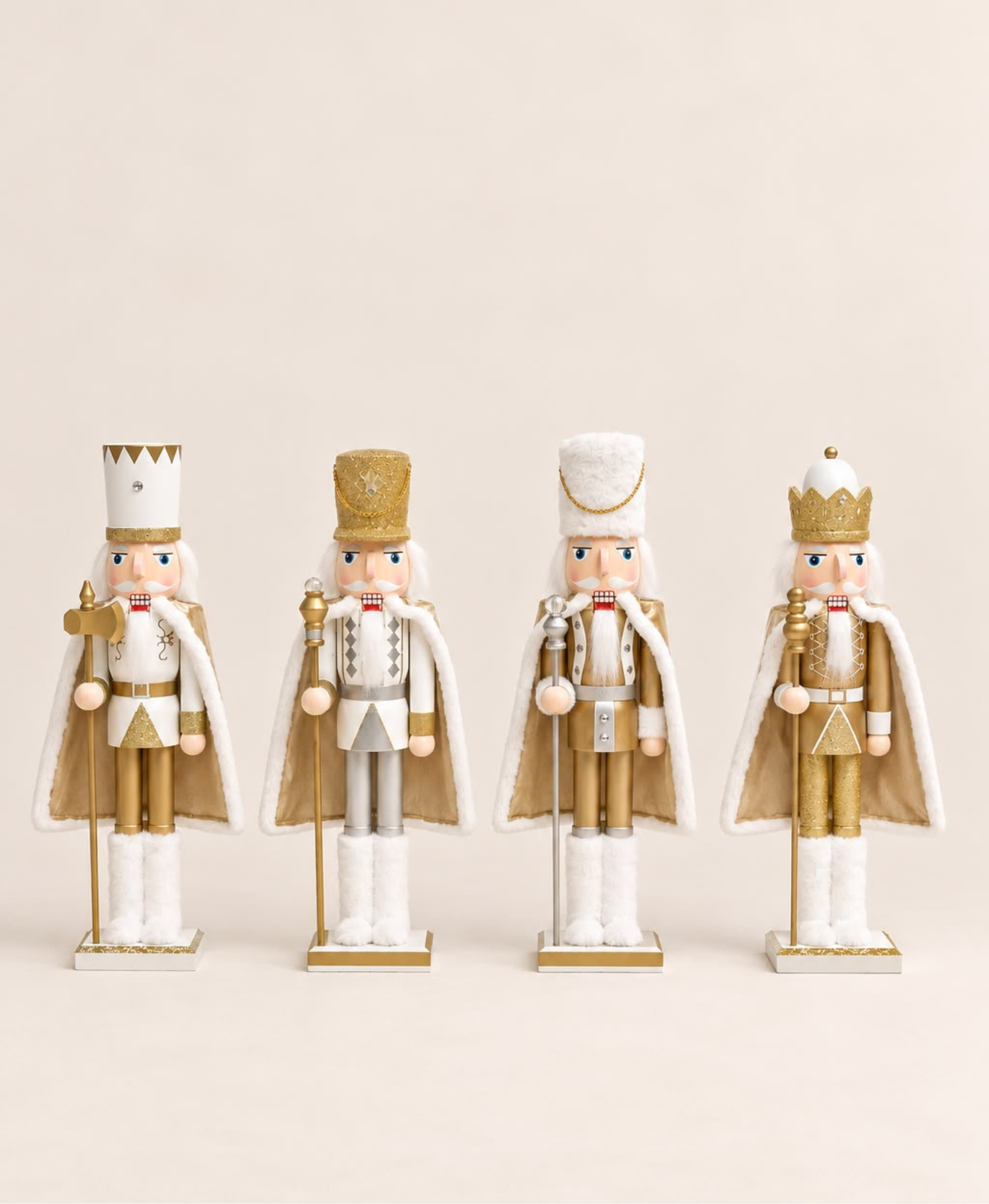 White Gold Regal Caped Nutcracker - 60 cm