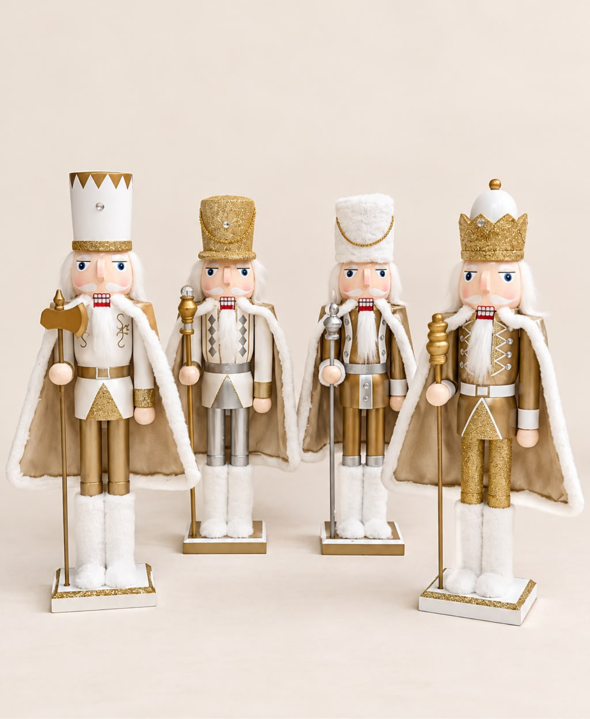 White Gold Regal Caped Nutcracker - 60 cm