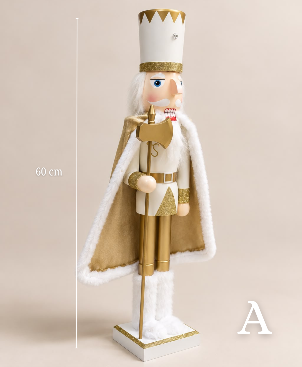 White Gold Regal Caped Nutcracker - 60 cm